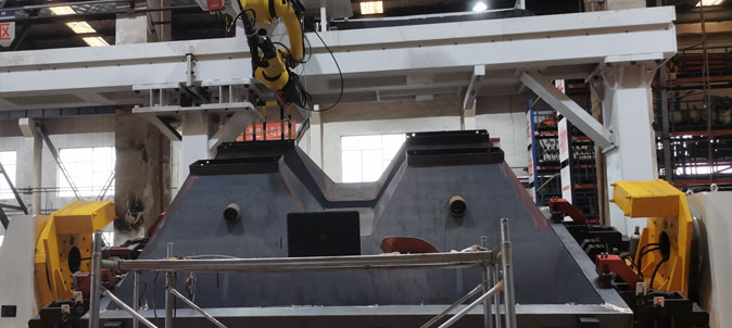 英萊焊縫跟蹤系統(tǒng)，應(yīng)用于配料倉料斗自動化焊接！